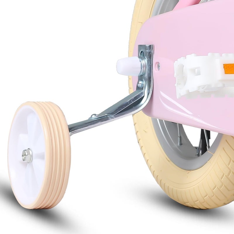 Glerc Adjustable Bicycle Training Wheels Heavy Duty Rear with Stabilizers Mounted Kit for Kids Boy Girls Suitable for 18 inch Children Bikes, Sliver - Image 2